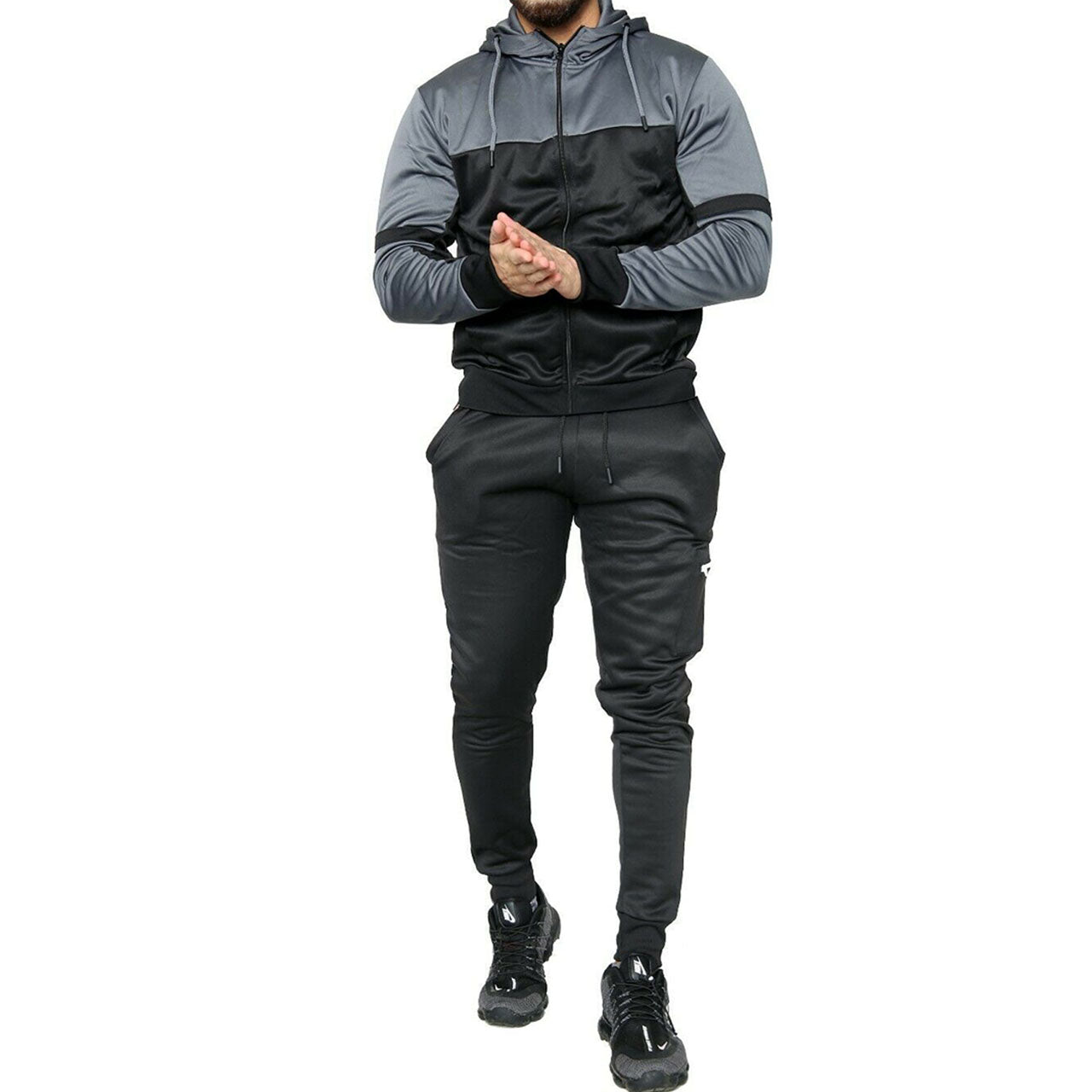 Ashton Poly Tracksuit Black/Steel