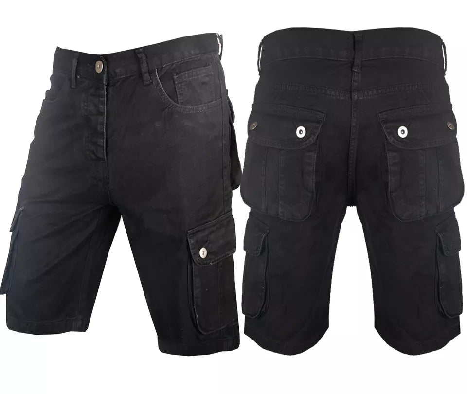 Mens Shorts Denim Jean Short Summer Raw Combat Casual Cargo Pockets