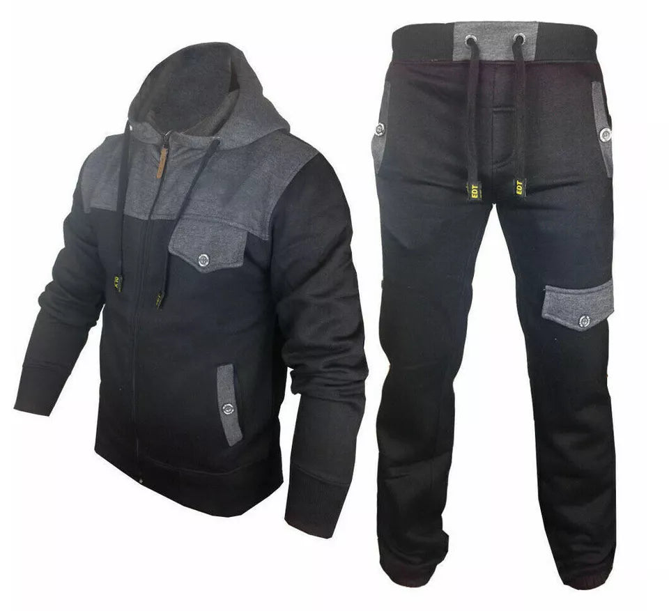 Mens Full Premier Tracksuit Fleece Hooded Jogging Bottms Joggers - S/2XL PRINTED