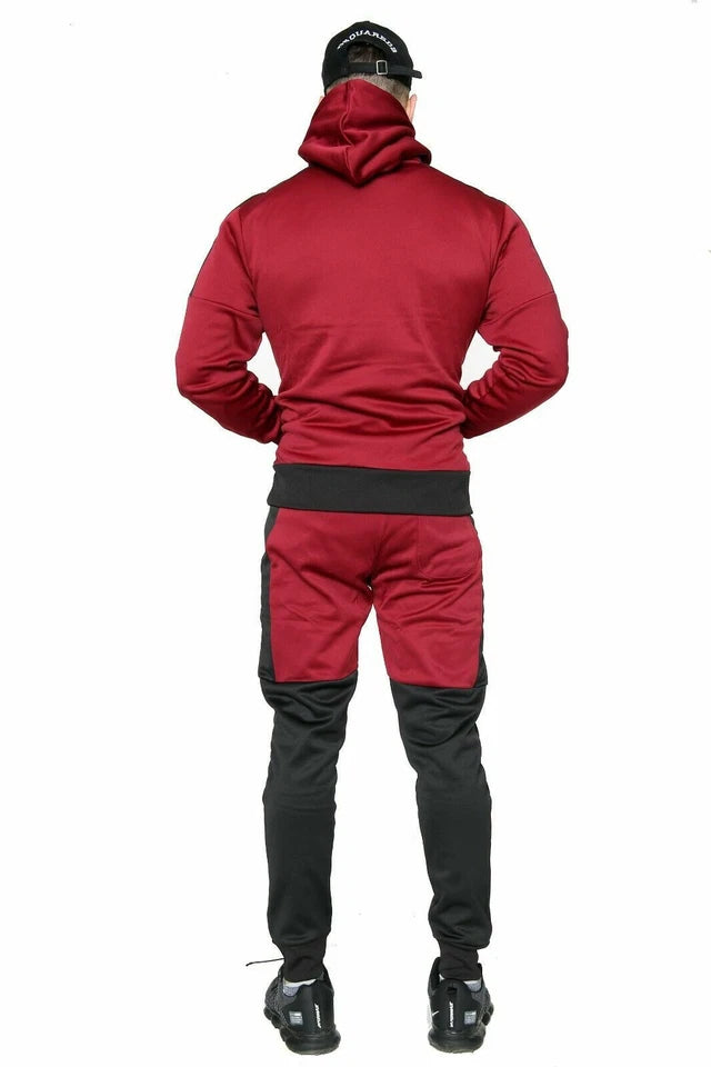 HOUSTON Mens Slim Fit Hoodie Tracksuit Top & Bottom Joggers Set HALF ZIP HOODY