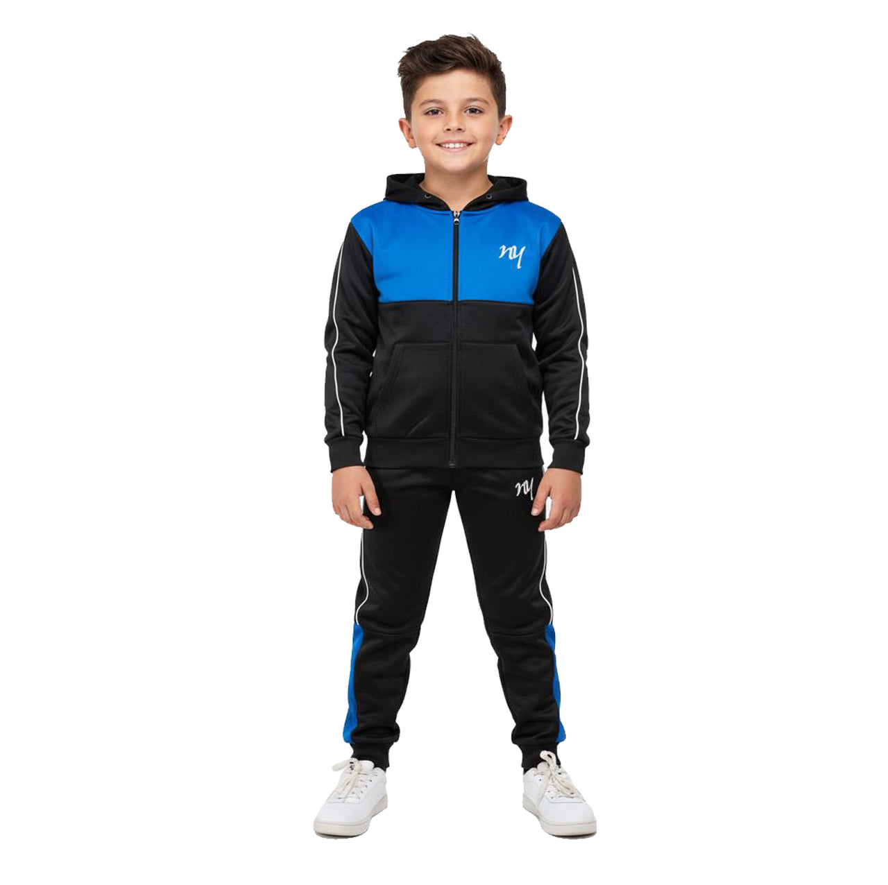 Miani Junior Poly Tracksuit Steel/Black
