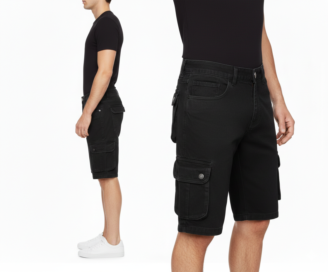 Mens Shorts Denim Jean Short Cargo Pockets