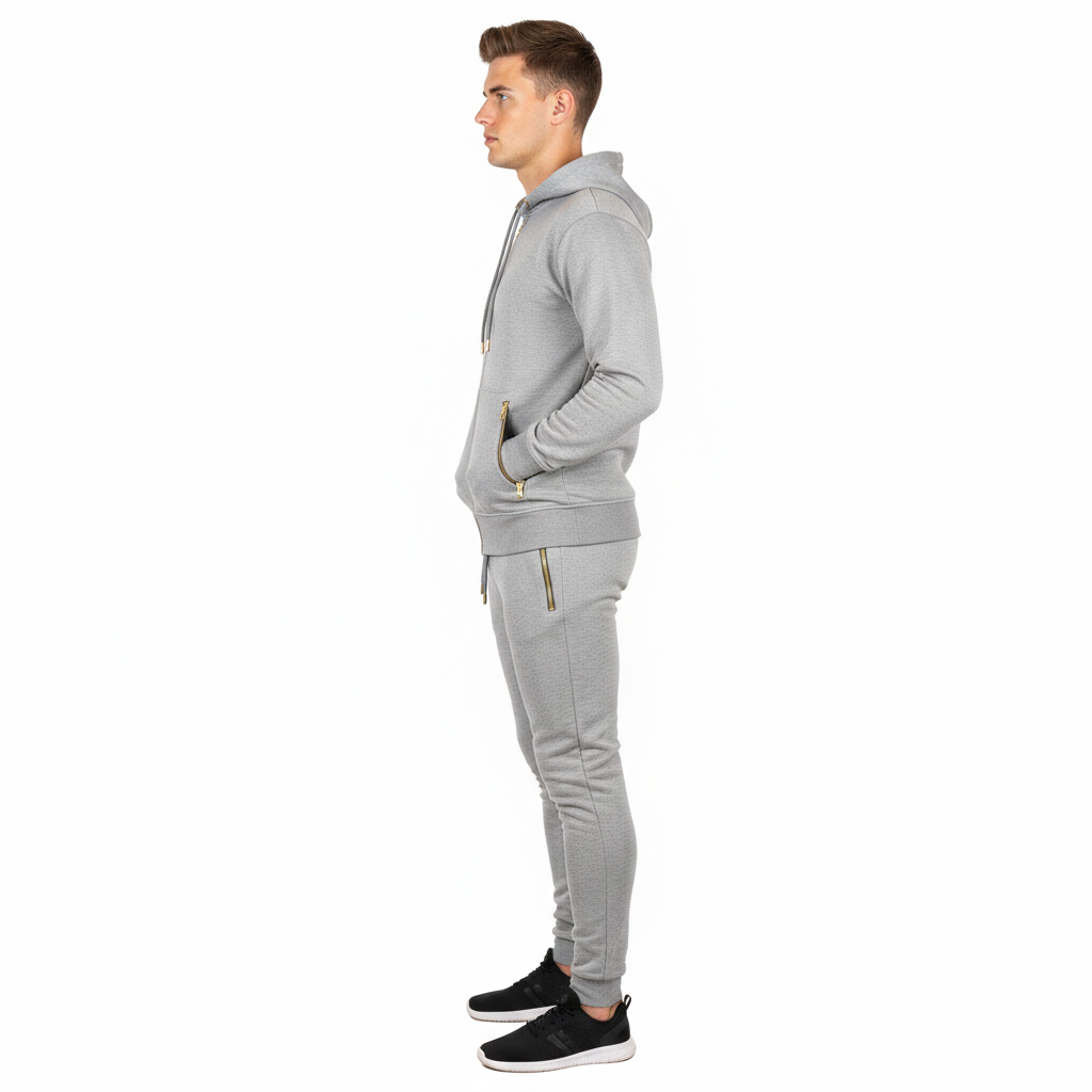 Golden Zip Mens Fleece Tracksuits Set