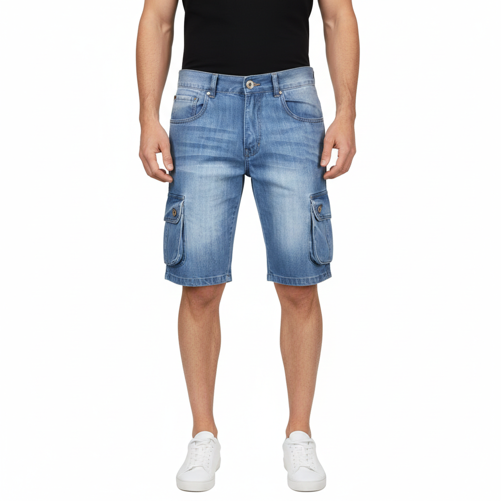 Mens Shorts Denim Jean Short Cargo Pockets