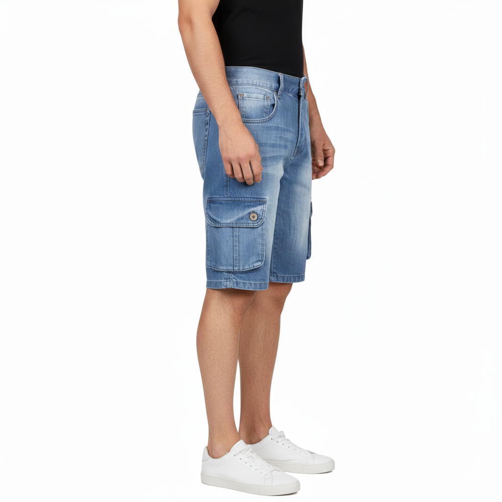 Mens Shorts Denim Jean Short Cargo Pockets