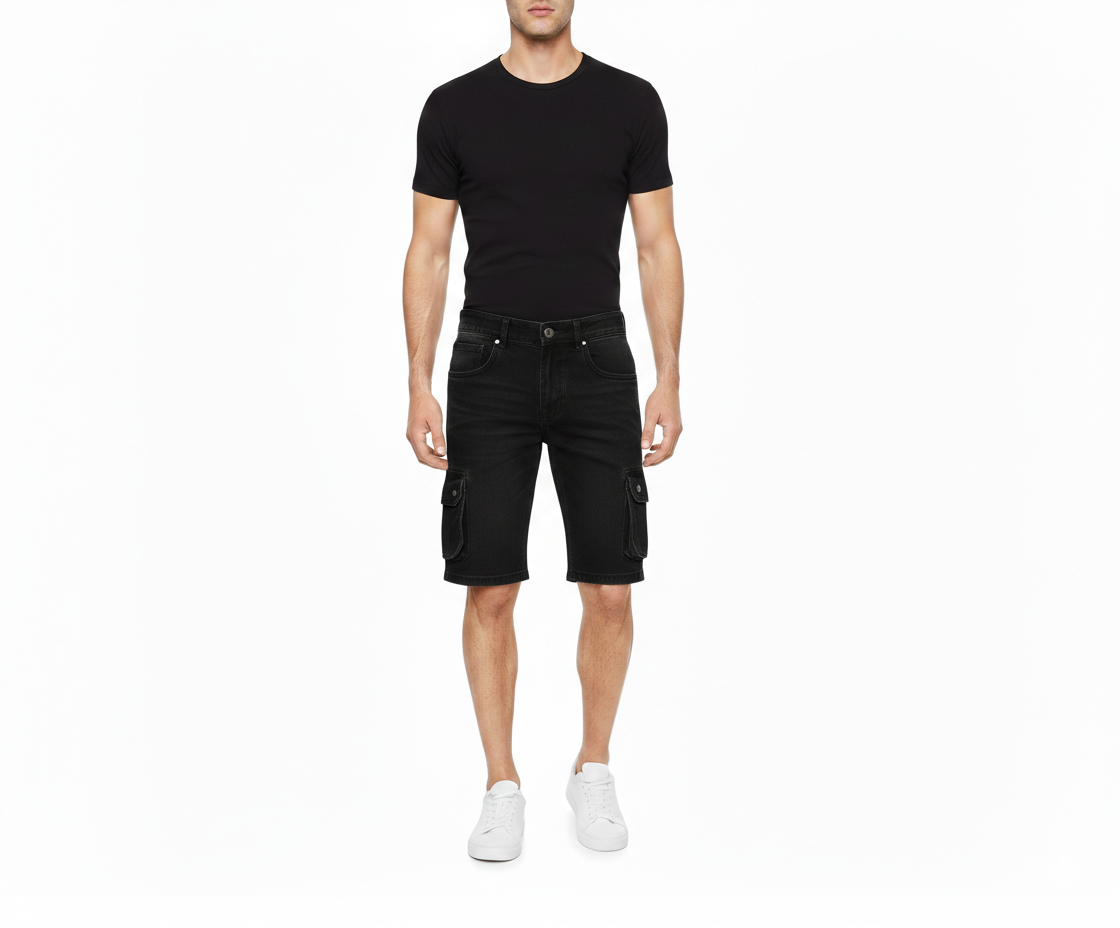 Mens Shorts Denim Jean Short Cargo Pockets