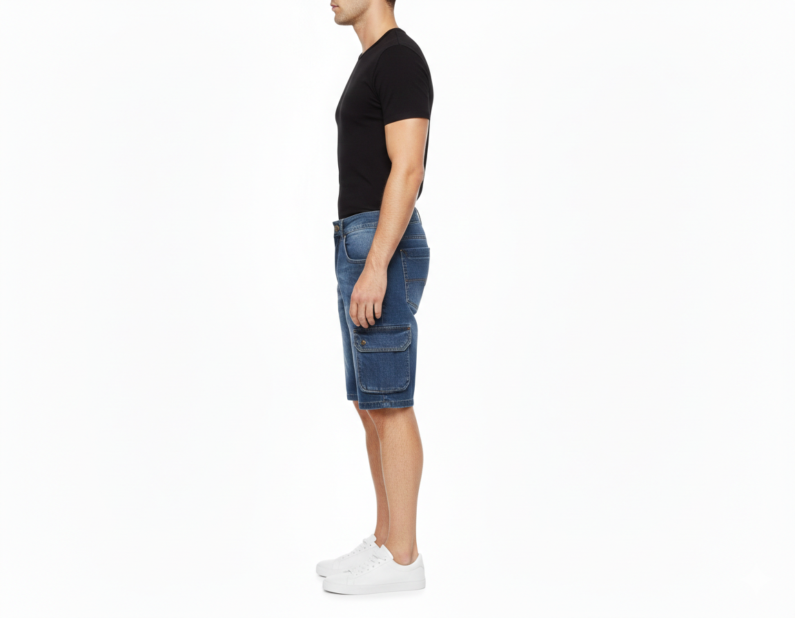 Mens Shorts Denim Jean Short Cargo Pockets