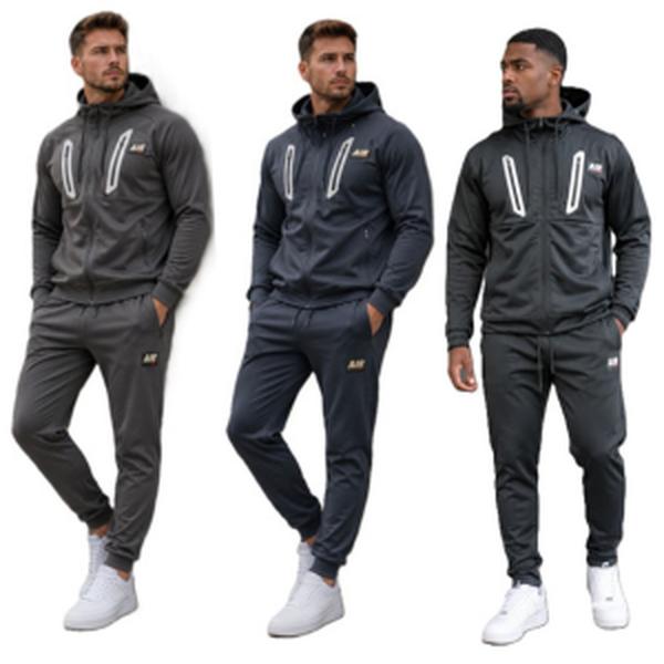 Mens Slim Fit Hoodie Tracksuit Top & Bottom Joggers Set Hooded Zip Hoody
