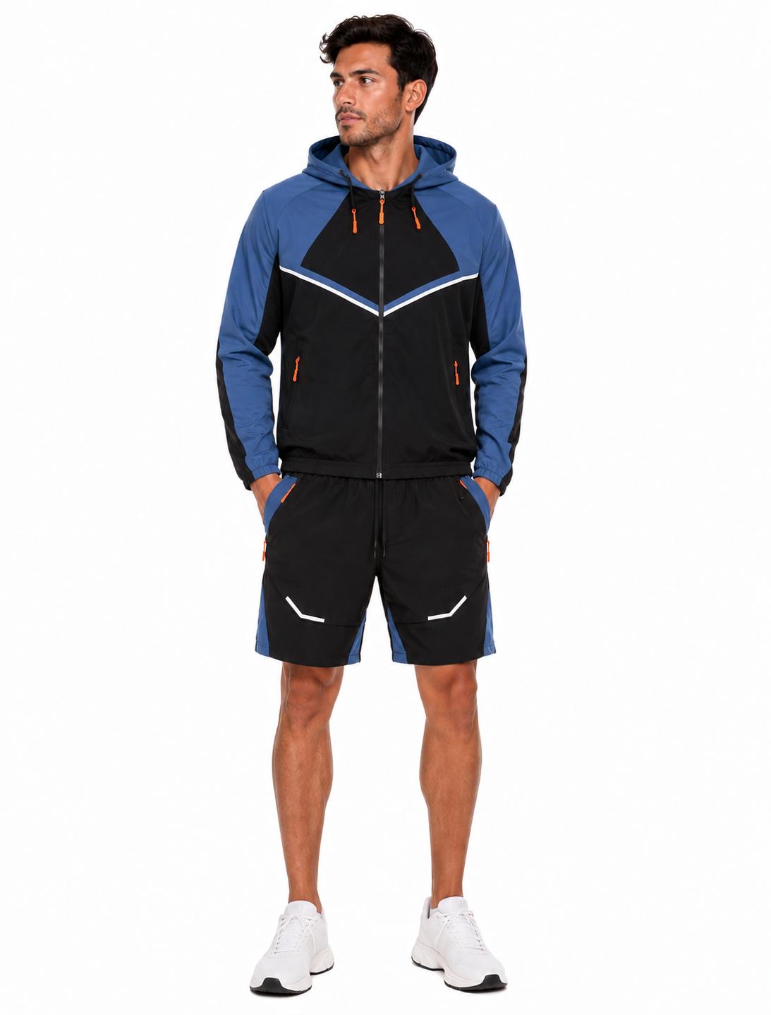 Mens 3 Pcs Activewear Hoody Short Set
