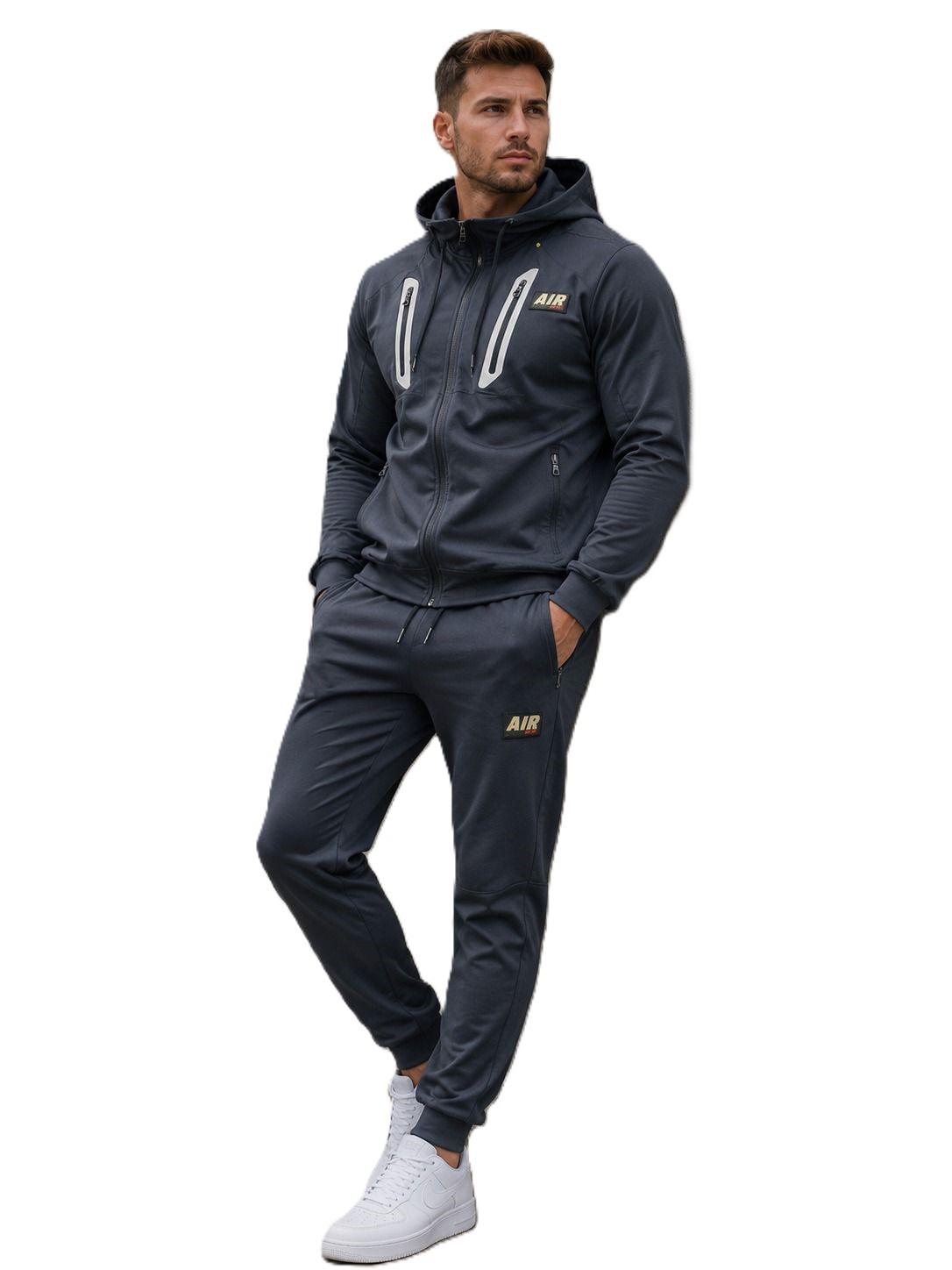 Mens Slim Fit Hoodie Tracksuit Top & Bottom Joggers Set Hooded Zip Hoody
