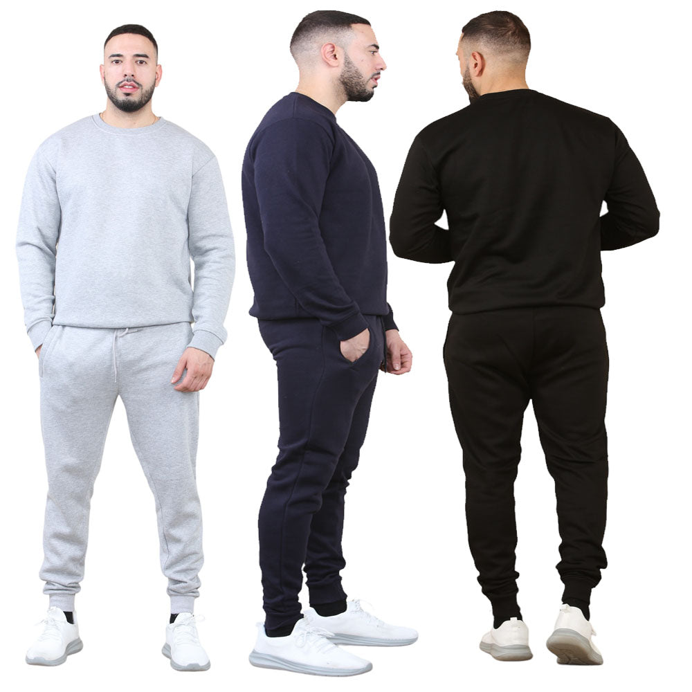 Crew Neck Sweat Suit Fleece Cotton Pullover Tracksuits