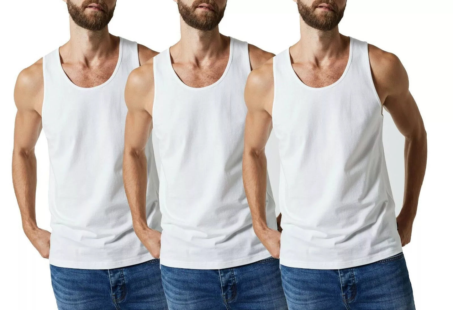 Men's Vests & Tank Tops Pack of 3 100% Cotton