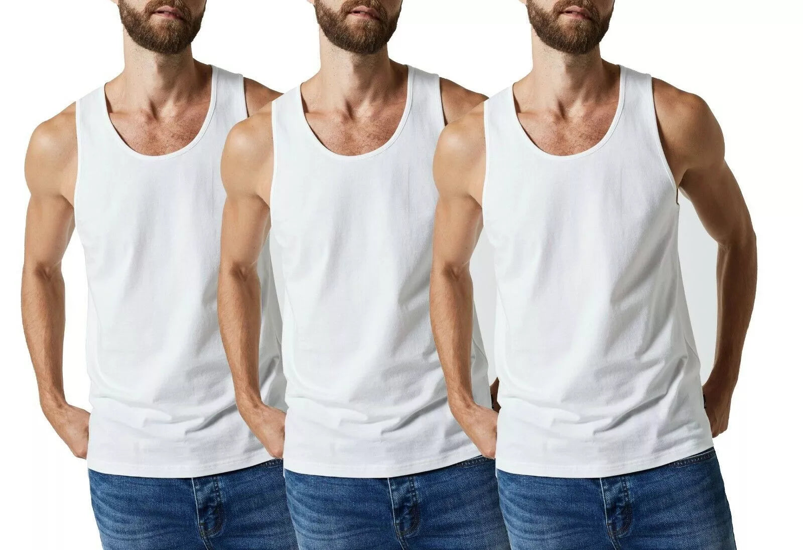 Men's Vests & Tank Tops Pack of 3 100% Cotton