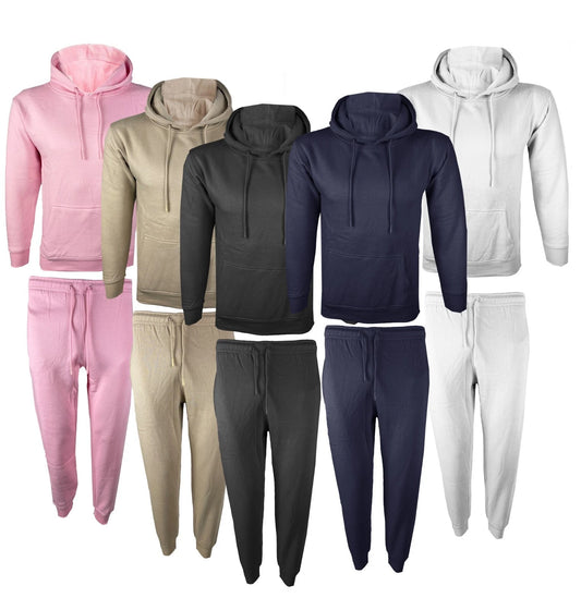 Plain Pullover Tracksuit Hoodie Joggers Jogging Sweatpants Girls Boys Age 5-13