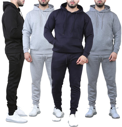Mens Tracksuit Set Fleece Hoodie Top Bottoms Jogging Joggers Gym Pullover