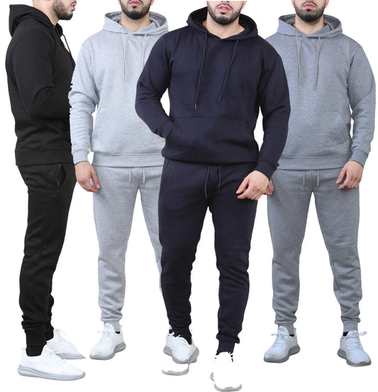 Mens Tracksuit Set Fleece Hoodie Top Bottoms Jogging Joggers Gym Pullover