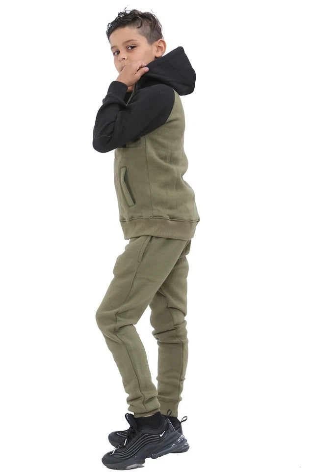 Two Tone Junior Fleece Tracksuit Set