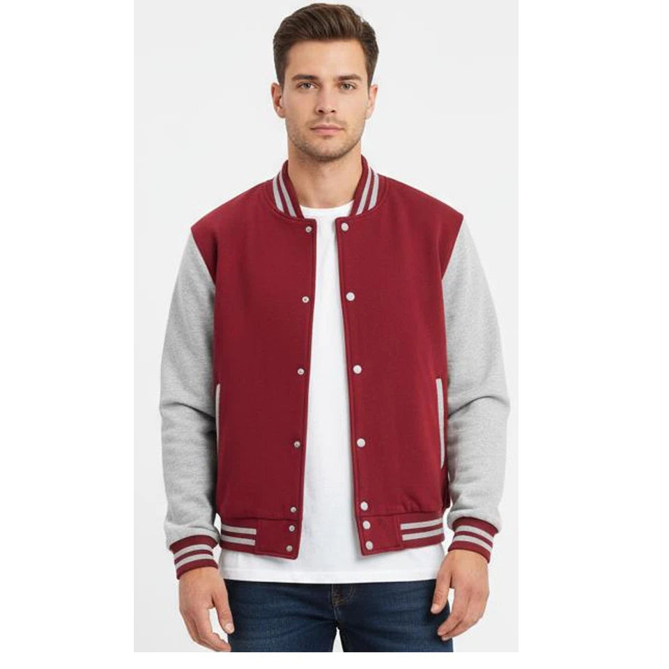 Unisex College Varsity Jacket, Classic Letterman Style with Snap Button Front
