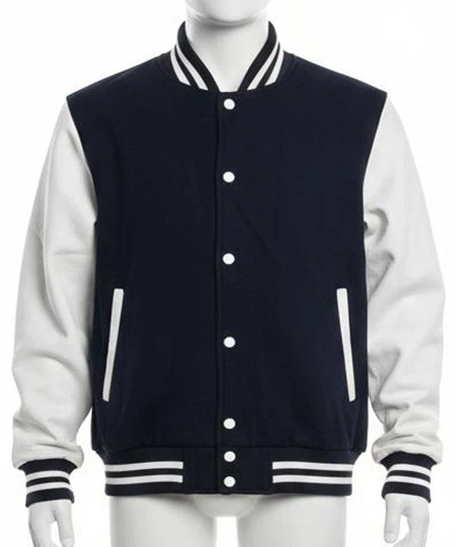 Unisex College Varsity Jacket, Classic Letterman Style with Snap Button Front