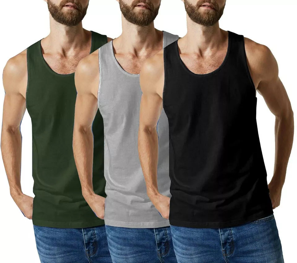Men's Vests & Tank Tops Pack of 3 100% Cotton