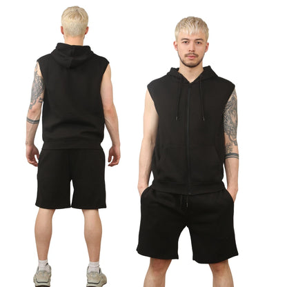 Mens Sleeveless Hoodie & Short Set
