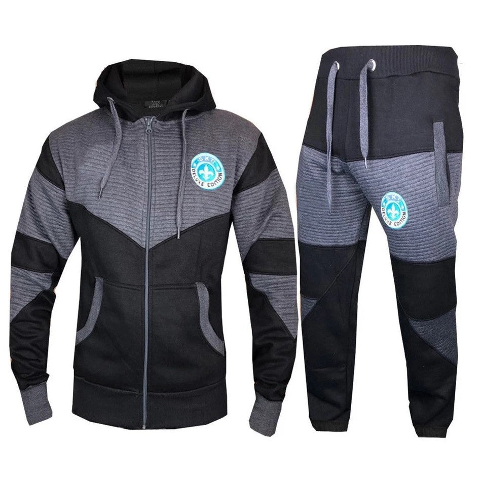Mens Full Tracksuit Fleece Hooded Jogging Bottms Joggers - S M L XL 2XL PRINTED