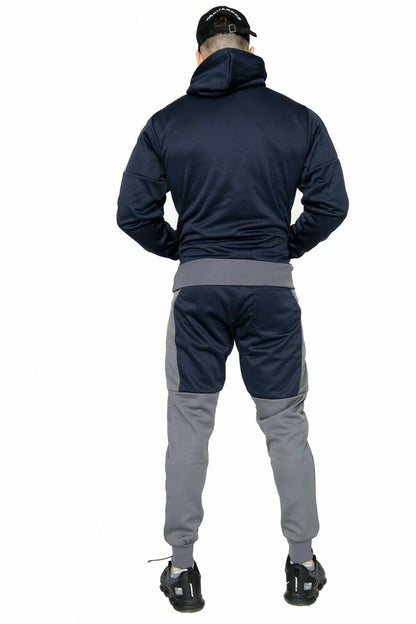 HOUSTON Mens Slim Fit Hoodie Tracksuit Top & Bottom Joggers Set HALF ZIP HOODY