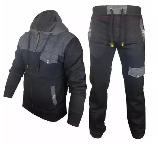 Kids Premier Fleece Tracksuit Black/Charcoal/Grey