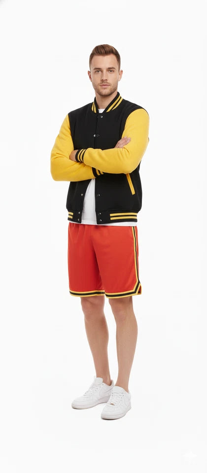 Unisex College Varsity Jacket, Classic Letterman Style with Snap Button Front