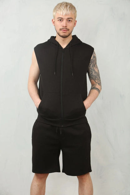 Mens Sleeveless Hoodie & Short Set