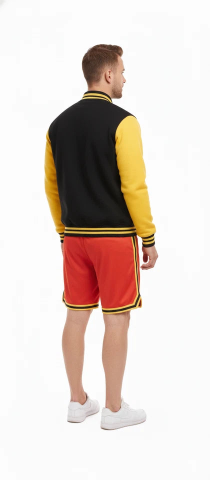 Unisex College Varsity Jacket, Classic Letterman Style with Snap Button Front