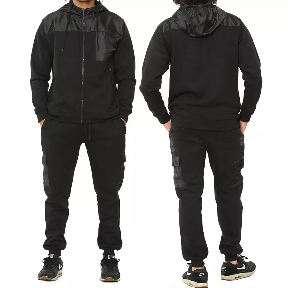 Mens Slim Fit Fleece Hoodie Tracksuit