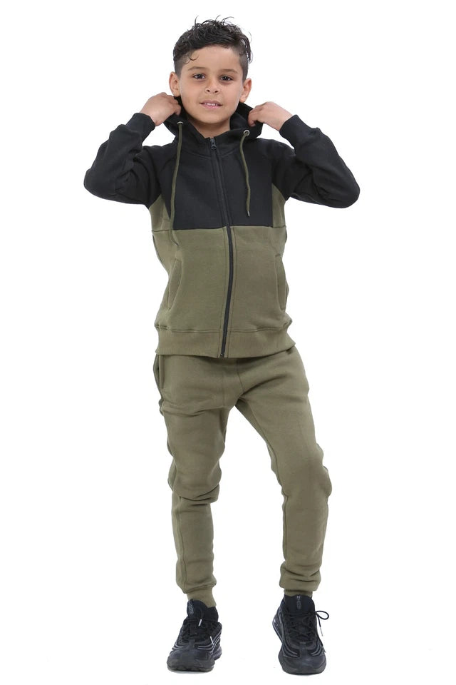 Two Tone Junior Fleece Tracksuit Set