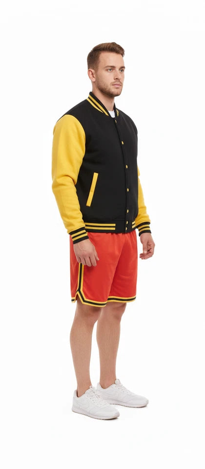 Unisex College Varsity Jacket, Classic Letterman Style with Snap Button Front