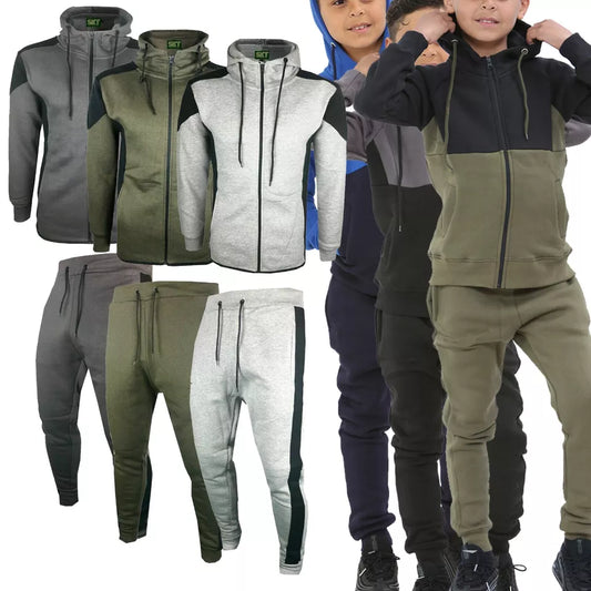 Kids Blaze Fleece Tracksuit Steel/Black