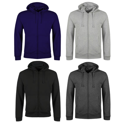 Plain Zipper Hoody Jumper Black,Charcoal,Grey,Navy. S-2XL