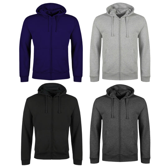Plain Zipper Hoody Jumper Black,Charcoal,Grey,Navy. S-2XL