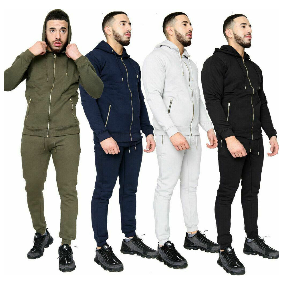 Golden Zip Mens Fleece Tracksuits Set